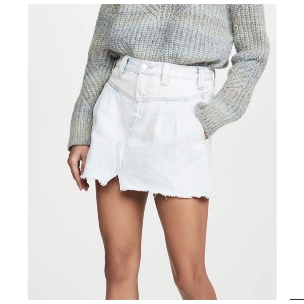 FREE PEOPLE WE THE FREE Silver Lake Sidecar Mini Jean Skirt Light Wash NWT SZ 26